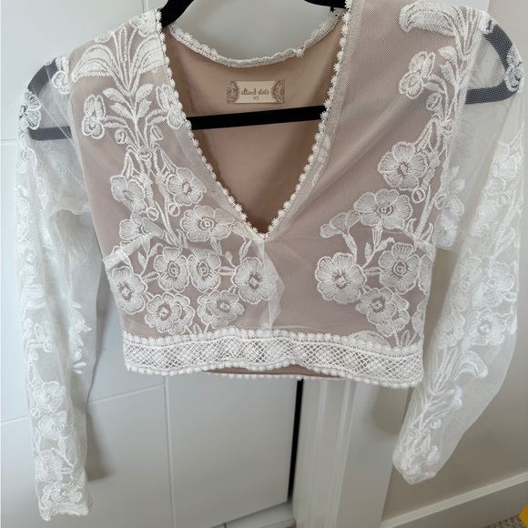 Laced full sleeve beige top - Picture 1 of 2